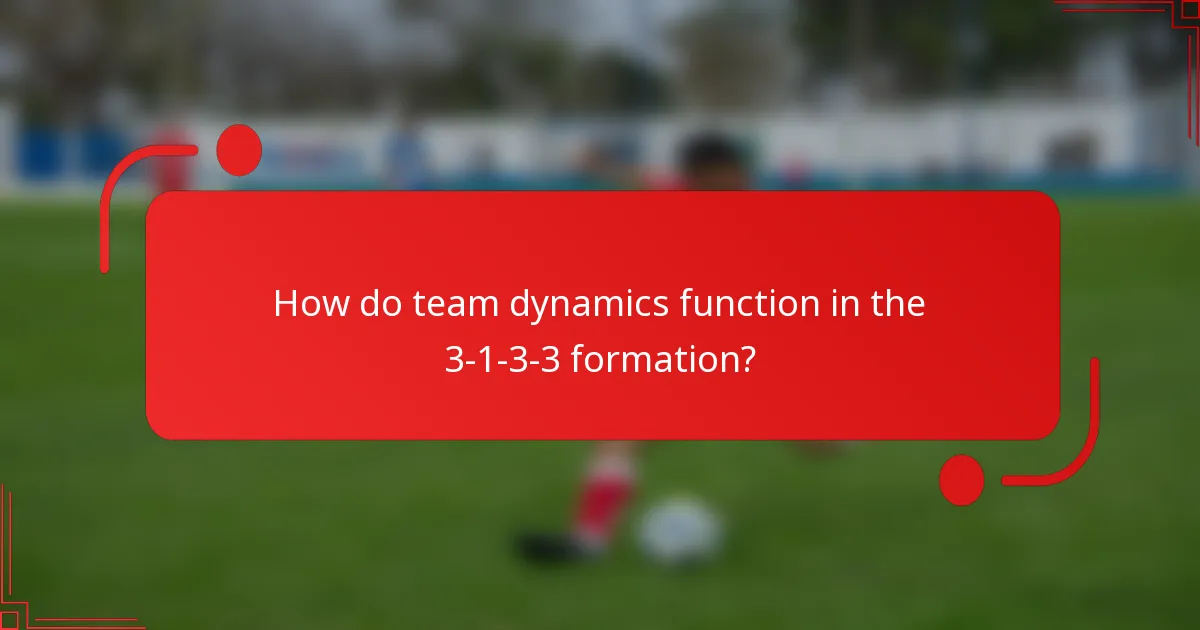 How do team dynamics function in the 3-1-3-3 formation?