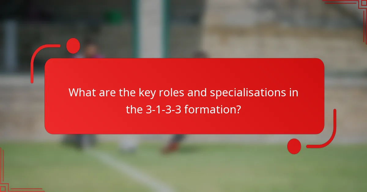 What are the key roles and specialisations in the 3-1-3-3 formation?
