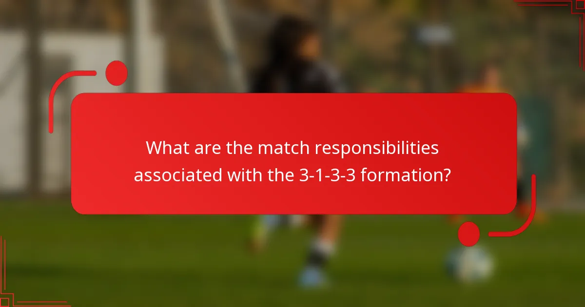 What are the match responsibilities associated with the 3-1-3-3 formation?