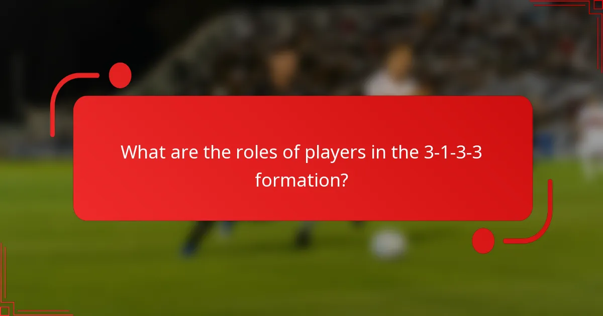 What are the roles of players in the 3-1-3-3 formation?